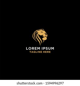 Gold lion's head vector logo template.