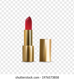 Gold lipstick - isolated on Vector Illustration of realistic 3D transparent background