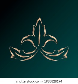 Gold liss arabesque art arabic dark background vector illustration