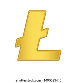 Gold Litecoin  coin icon. golden Cryptocurrency coin money. blockchain  symbol. Internet money