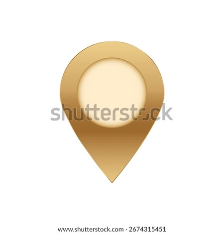 Gold location pin icon representing location marking. used in navigation apps for pinpoint accuracy.