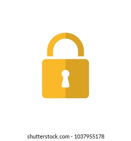 Gold lock icon, padlock silhouette