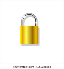 A gold lock on a white background. vector 