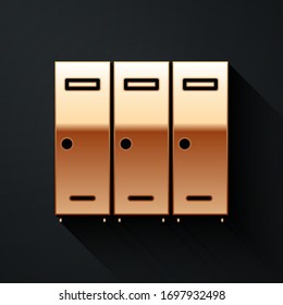 Gold Locker or changing room for hockey, football, basketball team or workers icon isolated on black background. Long shadow style. Vector Illustration