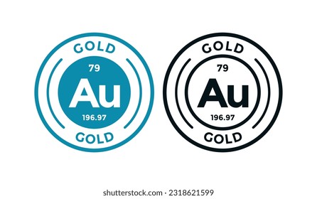 GOLD logo badge design. this is chemical element of periodic table symbol. Suitable for business, technology, molecule, atomic symbol 