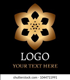 gold logo in black background