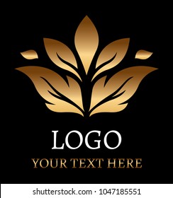 Gold logo in black background