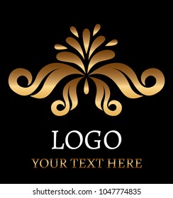 gold logo in black background