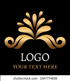 gold logo in black background