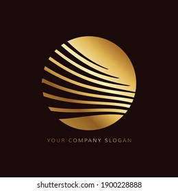 Gold logo, circle with stripes. Elegant logo style. Making a recognizable company design.

