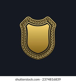 Gold Logo Element Template with Elegant Chain Shield
