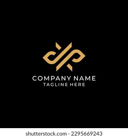 Logotipo de oro. Letra D y P. Infinity. Ilustración vectorial