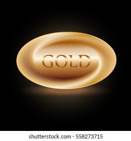 Gold logo on a black background.Raster copy.