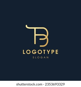 Logotipo de oro en forma de letras B y T. Logo original de oro.
