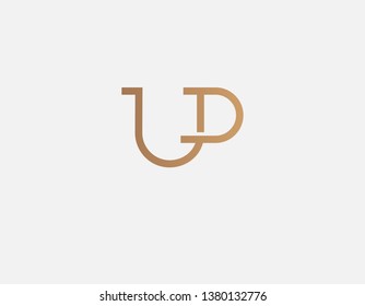 Gold Logo typography monogram letters U and P logo for business company