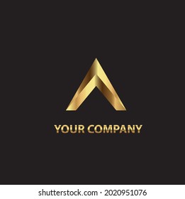 Gold A Logo Vector in elegant Style with Black Background