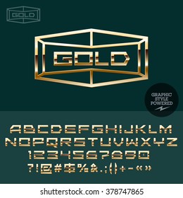 Gold logo for vip club. Vector set of letters, numbers and symbols.
