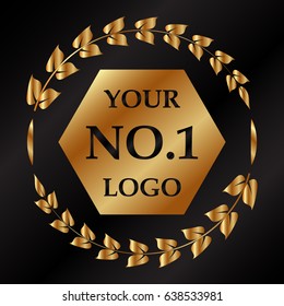 Gold logo with wreath vector icon
