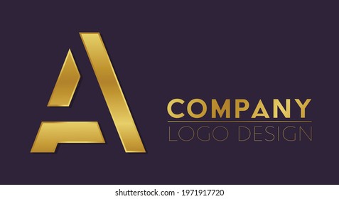 Gold A logo.Logo A vector template.