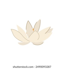 gold lotus flower cartoon. blossom zen, waterlily chinese, pond watercolor gold lotus flower sign. isolated symbol vector illustration