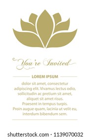 gold lotus flower, invitation template