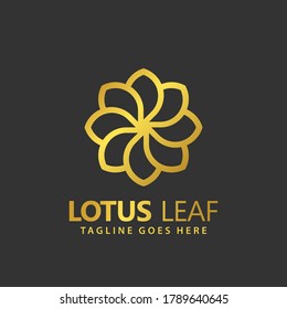 Gold Lotus Flower Leaf Logos Design Vector Illustration Template