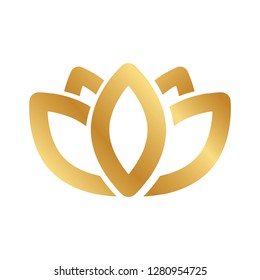 gold  lotus flower, modern logo icon