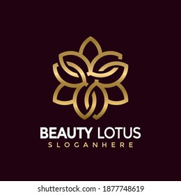 Gold Lotus Flower Modern Logo Design Vector Illustration