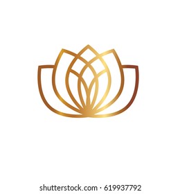 Gold Lotus Flower. Vector Illustration