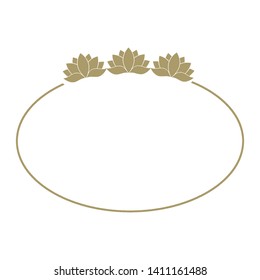 gold lotus flower wreath, vector frame 
