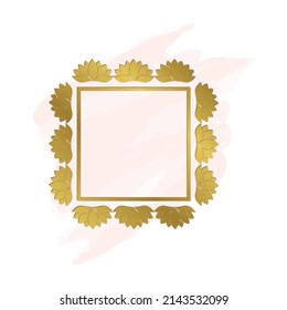 gold lotus label frame, vector