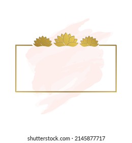 gold lotus label frame, vector