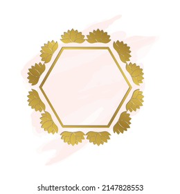 marco de la etiqueta del loto de oro, vector