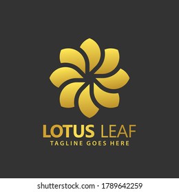 Plantilla de Ilustración del Vector de Diseño de Logotipos Gold Lotus Leaf