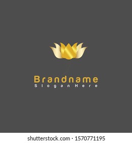 gold lotus logo, with a simple, elegant and attractive design.
