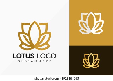 Gold Lotus Shield Logo Vector Design. Abstract emblem, designs concept, logos, logotype element for template.