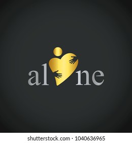 gold love heart alone vector