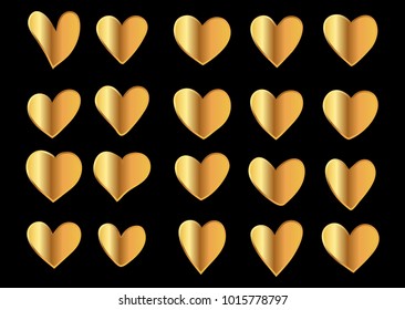 gold love heart set vector