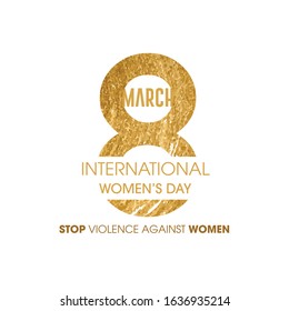 Gold lovely happy women's day international celebration background. Vector Illustration. 8 March Day