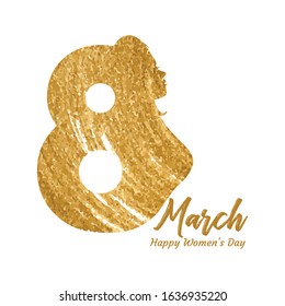 Gold lovely happy women's day international celebration background. Vector Illustration. 8 March Day