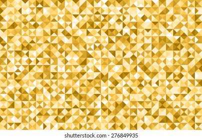 Gold low polygon abstract background, golden triangular wallpaper, yellow geometric technology banner, saffron polygonal texture, bright vector backdrop, shiny crystal pattern design.