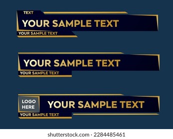 Gold Lower third Blue Lower third Gold Banner Luxury Design News breakings Pack Vector