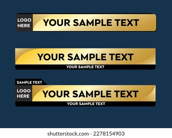 Gold Lower third Yellow Lower third Gold Banner Luxury Design Pack Vector