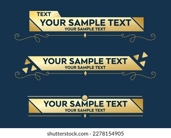 Gold Lower Third Yellow Lower Third Gold Banner Lujoso Paquete de diseño Vector