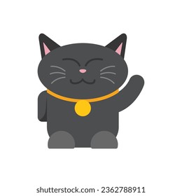 Gold lucky cat icon flat vector. Cute animal. Funny animal isolated