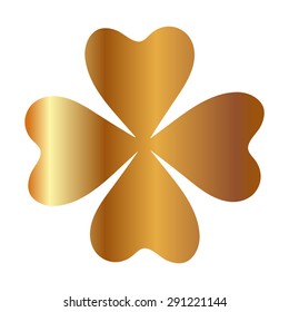 Gold Lucky four leaf clover vector illustration