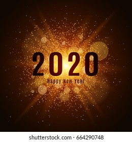 Gold luminous dust on a black background. Happy new year 2020. Cover for the calendar. Vector illustration. EPS 10