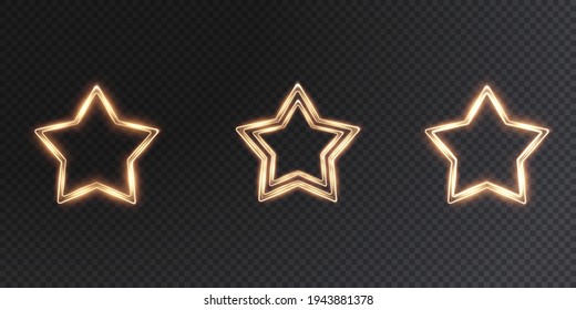 Colección de marcos geométricos claros. Juego de marcos de fiesta de oro. Efecto neón claro en los marcos.