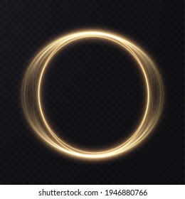Gold luminous frame. Festive template for text. Gold border for festive texts. Set is a light frame of different shapes. PNG.	