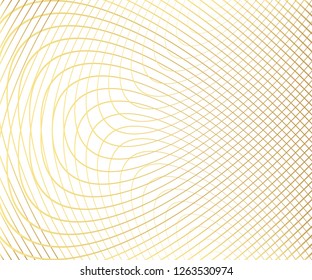 Gold luxurious circle pattern with golden wave lines over. Abstract background, vector illustration